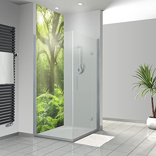 WANDFREUDE individuelle Duschrückwand Aluverbundplatte auf Maß (1 Stück - Waldlichtung - Seidenmatt) – Dusche Wandverkleidung Duschwandverkleidung Duschrückwände