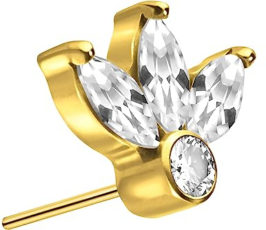 PIERCINGLINE Titan Aufsatz mit Push Pin LOTUSBLÜTE OHNE Labret Stecker Blume Piercing Ohr Tragus Conch Helix Farbauswahl