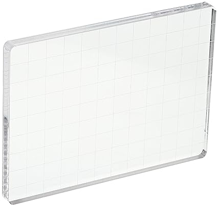 PATIKIL 5x3.5 Acryl Stempel Block Klar Stempelblock mit Rasterlinien Dekorativ Montage Blöcke Quadrat für Sammelalbum Heimwerken Kartenmachen