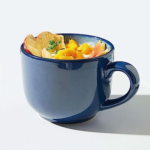 Ciotole for ramen, scodella for zuppa, tazza da caffè grande con manico, ciotole for zuppa di cereali in ceramica da 600 ml, zuppa di zucca e insalata. Lavastoviglie, microonde e forno sono sicuri.-Bl