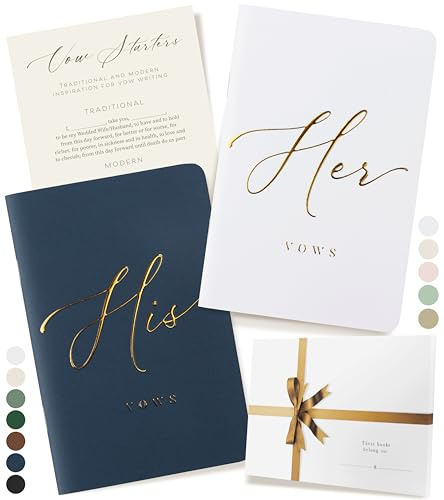 ARTESORI Premium Wedding Vow Book for Her & Him, Soft Touch, Gold Foil, 28 Lined Pages, Wedding Vow Books His and Hers, Wedding Essentials, Wedding Registry Ideas, His and Hers Gifts [White & Navy]