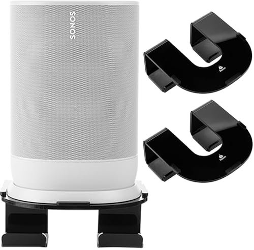Aokicase Kompatibel Med Sonos Move Väggmontering Och Ställning – Smart Hemsökesvackare Rack Med Integrerad Kabelhantering, Svart, 2 Delar