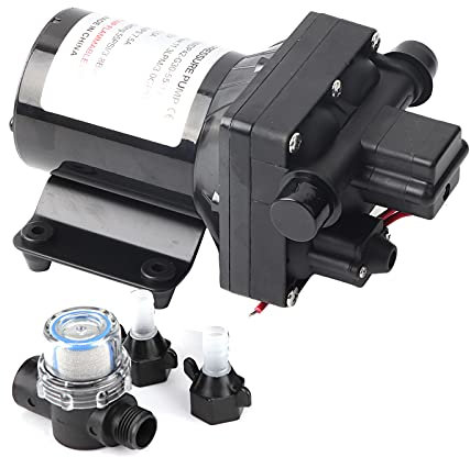 Jadeshay Pompe à Eau pour Camping-Car, 55 PSI 3GPM 7,5 Ampères 12 V DC RV Caravane Pompe à Eau Auto-amorçante 4008101E65 Remplacement pour Caravane, Camping-Car, Marine, Camping-Car