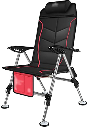 MOOWI Camping Stuhl Folding Director Stuhl Outdoor-Angelstuhl mit Kissen Verstellbare Rückenlehne Beine for Wild Campingpool Beach Chaise Lounge Anglerstuhl