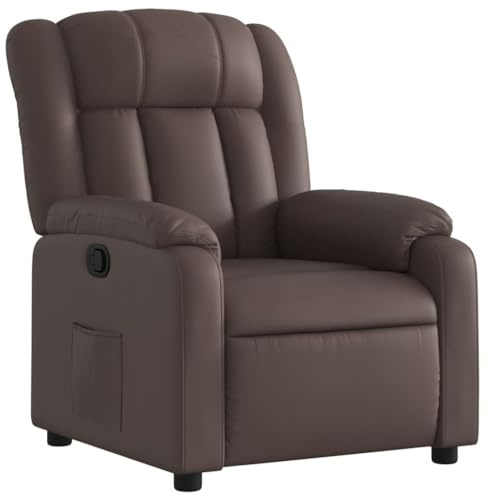 vidaXL Sillón Reclinable, Silla con Respaldo Reposabrazos, Sillón de Relax Descanso TV, Asiento Ajustable para Casa, Cuero Sintético Marrón