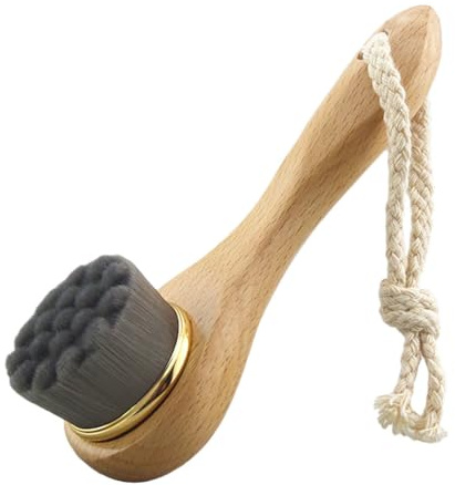 Mipcase Brosse Nettoyante Visage Avec Manche En Bois De Hêtre 15Cm Fibre Nanotechnologique Pour Nettoyage Profond Et Exfoliation Adaptée À Types De Peau