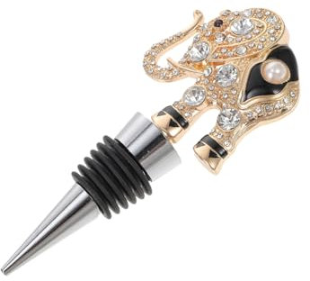 LABRIMP Metal Alloy Wine Bottle Stopper Decorative Elephant Rhinestones Zinc Alloy Cork Plug for Red Wine Bottles and Home Bar