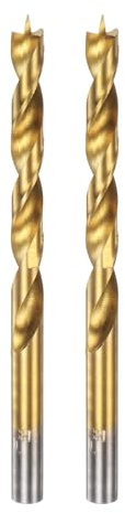 sourcing map 2pcs Brad Point Drill Bit 7mm(9/32) Dia Straight Round Shank Drill Metric Brad Point Spiral Twist Drill Bits for Carpenter Woodworking Plastic Rubber, Golden