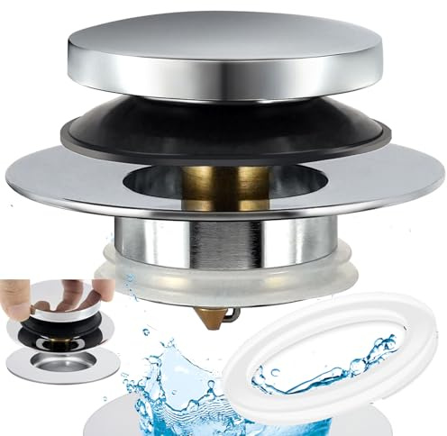 Universal Bathtub Drain Stopper,Bathroom Tub Drain Plug Pop Up,Replaces Bath Tuh Lift and Turn, Tip-Toe and Trip Lever, Solid Brass, Suitable for 1 3/8 and 1 1/2 Bath drains