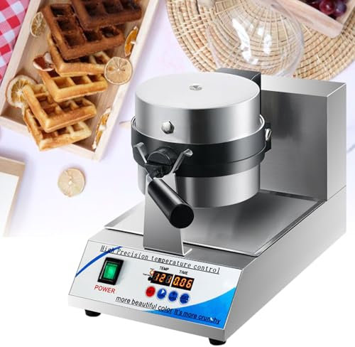 Gaufrier Belge, Gaufrier Rond 1200 W, Machine à Gaufres AntiadhéSive Avec Plage De TempéRatures De 122 à 572 ℉ / 50 à 300 ℃, Plaques De Cuisson RevêTues De TéFlon,220V