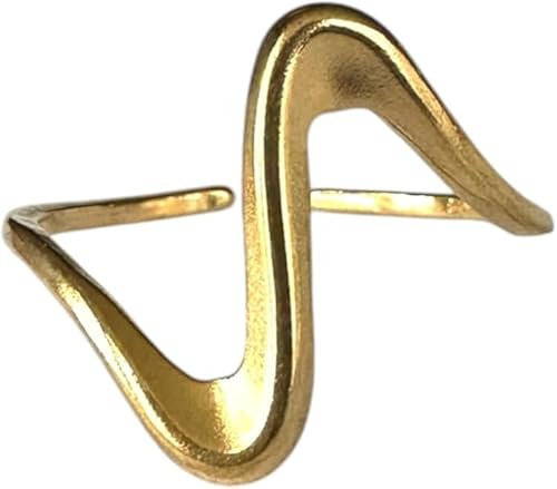 Positiva Jewelry Verstellbarer Damenring – 18K vergoldeter Edelstahl, Wellenring mit modernem Design, Minimalistisch & Wasserfest, inkl. Geschenkbox