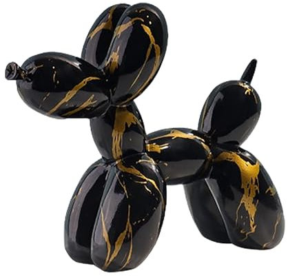 JJIW Moderne Luftballon Hund Skulptur, Kreative Ballon Hund Skulptur, Bunte Ballon Hund Ornamente FüR Weinschrank Wohnzimmer Schlafzimmer (Schwarzes Gold)