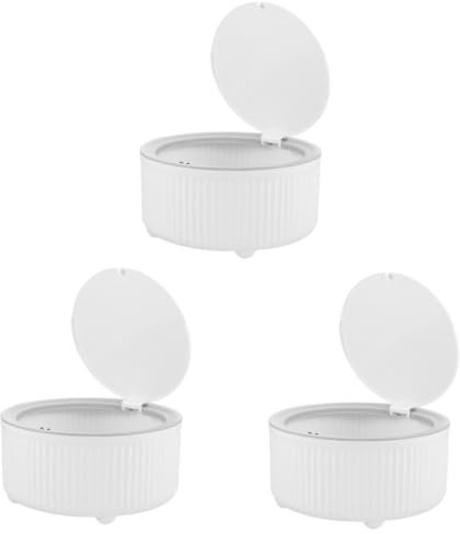 Cabilock 3pièces Mini Poubelle De Bureau Pression Simple Bac à Déchets Rond Pour Chambre Table De Nuit Cuisine Bureau Blanc