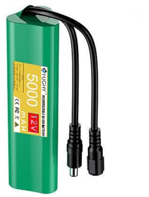 HJGHY DC 12V 5000mAh Rechargeable Lithium Battery Pack 12 Volt Protable Li-ion Battery for LEd Light Strip/Alarm Systems/Outdoor Devices Backup Battery with Charger,12V 5000mAh,two