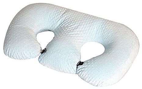 Multifunktionales Stillkissen für Zwillinge, Stillkissen für Schwangere, maschinenwaschbar, Baumwollstoff, Doppelstützkissen, blau, blau