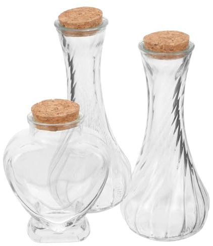Set Bottiglie Cerimonia Sabbia Holibanna 3 Pezzi Vetro Trasparente Con Tappi Sughero Per Rito D'Unione Matrimonio Decorazione Casa Ricordo