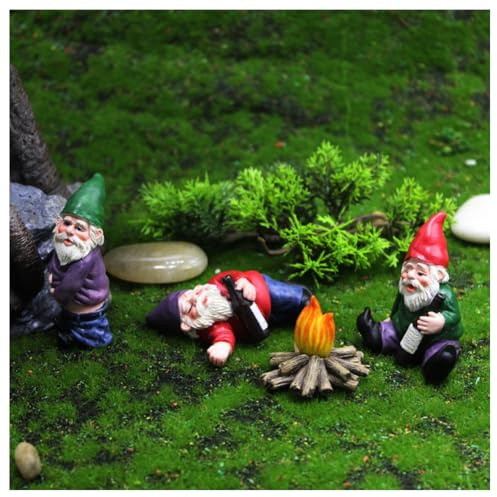 Hrlace Nain de jardin ivre - Figurine miniature en résine - Décoration amusante - Pour terrasse, balcon, jardin, bibliothèque - 5#