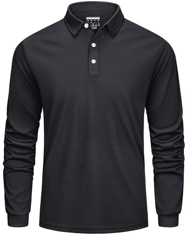 Cavva Poloshirt Herren Langarm Golf Polo Schnelltrocknend Tennis Shirt | Polyester,Sport,Langarm,Regular Fit,Atmungsaktives,Golf,Leichte,Mit knopfleiste,Freizeit,Funktions,Button down,Tennis