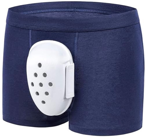 Beschneidungsunterwäsche for Männer, Boxershorts nach der Operation mit Schutzcup und weichem Baumwollstoff, bequeme Erholung(Bleu,X-Large)