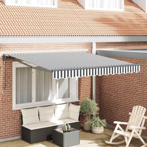 Qnhdfrt Elektrische Gelenkarmmarkise Anthrazit Weiß 300x250 cm UV-beständiger Markisenstof f mit Fernbedienung Verstellbarer Neigungswinkel für Balkon Terrasse Garten