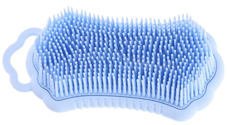 Silikon Peeling Körperbürste mit Doppelkopf, Blaue Waschbürste | Reinigung von Haar und Körper, Ergonomisches Design, Geeignet für Dusche und Massage