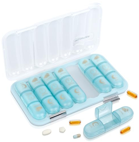 VINATO Tablettenbox mit 7 Abnehmbaren Tagesfächern, Medikamentenbox mit 3 Fächern pro Tag, Pillendose für Vitamine und Nahrungsergänzungsmittel auf Reisen