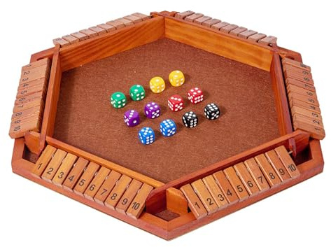 Shut The Box Set, Klappbrett Spiel,Klassisches Würfelspiel Aus Holz,Mathematik Lernspielzeug Kinder,Heimtischspiel 2-6 Spieler, 6-Seitiges Holzspiel Für Den Tisch Für Jugendliche, Erwachsene