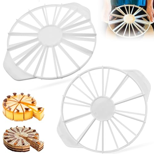 Cortador de tartas Reposteria, Marcador de porciones de tartas, 2 pcs prensa redonda antiadherente para cortar, queso y repostería para 10/12/14/16 rebanadas, utensilios para pasteles de cocina