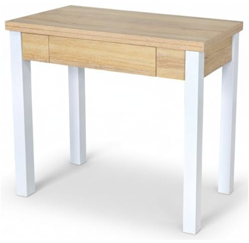 Noorsk Design Mesa Cocina Plegable Extensible Cocina - Pequeña con Cajón y Cubertero - Mesa Libro Medidas: 80x40 / 80x80 cm. (Madera)