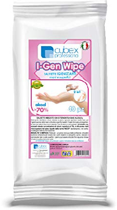 cubex professional Salviette Igienizzanti per Tutte Le superfici, ALCOOL >70% (4 Confezioni da 40pz) 160 salviettine