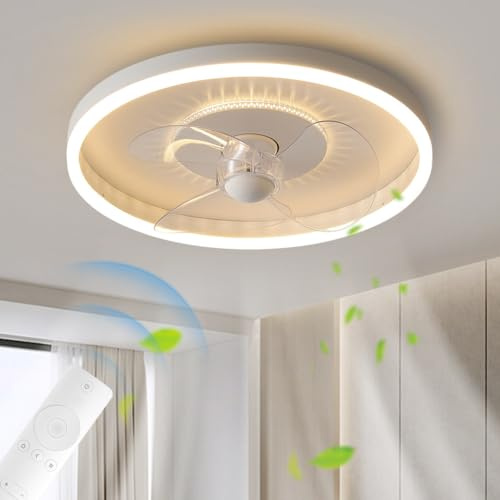 YZSJ Deckenleuchte Deckenventilator Mit Beleuchtung LED-Licht Dimmbar Mit Fernbedienung Einstellbare 3 Windgeschwindigkeit Moderne Deckenleuchte Schlafzimmer Wohnzimmer Esszimmer Kronleuchter