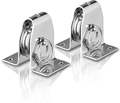 Sprenger Umlenkrolle Set I Stehblock aus Edelstahl, für max. 6 mm Drahtseil I Seilrolle zum Anschrauben mit Befestigungslöcher, Umlenkblock stehend, 250 kg belastbar (2)