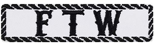 Parches ropa termoadhesivos Motero FTW Parche Vaquero | Parche Planchable | Regalo Boxeador Aplicación Motociclista para Cuero/Bolsa/Chaleco | blanco 100x25mm