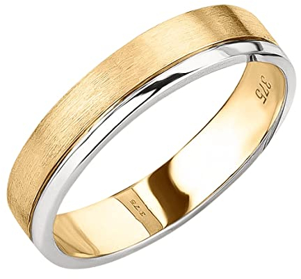 Ardeo Aurum Trauring Unisex Herrenring Damenring aus 375 Gold Bicolor Gelbgold-Weißgold in 5 mm Breite massiv Ehering Verlobungsring Modell 187 Größe 66