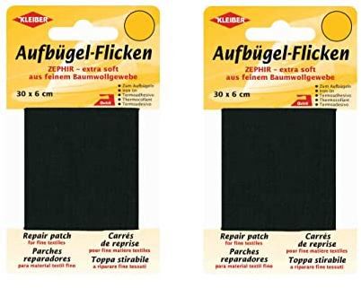 Bügel Flicken Aufbügelflicken Marke Kleiber ZEPHIR 100% Baumwolle 2er Set Reparatur Flicken 2 Flicken a 30 cm x 6 cm