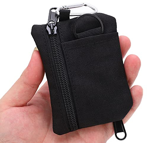 Keenso Pouch, Outdoor Molle Pouch Wallet Mini Tragbares Schlüsselkartenetui Pouch Bag Geldbörse mit Karabiner (Schwarz)