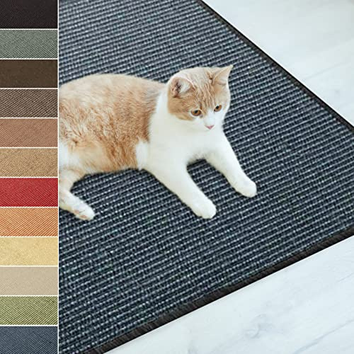 casa pura Katzen Kratzmatte aus Natur Sisal Kratzteppich Kratzmöglichkeiten für Katzen Kratzmöbel für Wand oder Boden - robust & waschba 40 x 60 cm Blau