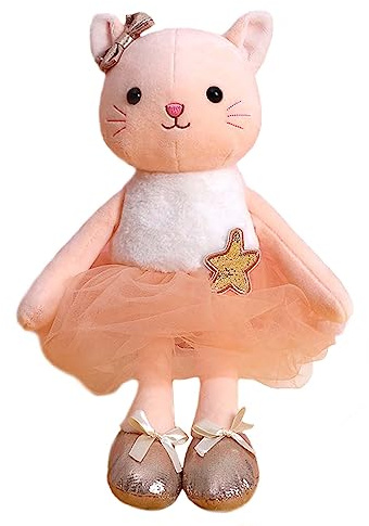 Ruzucoda Plush Ballerina Dolls Kitten Cat Stuffed Animals Toys Ballet Dance Recital Gifts for Girls 15.5 Inches (Orange)
