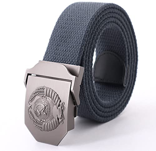 MeiLiSis Gewebter Canvas-Schnallengürtel – Webgürtel – Militärstil – Schnalle – Einfache Anpassung – Atmungsaktives Nylon, Robust Und Vielseitig – Sowjetisches Russisches Logo, Ethnisches Unisex