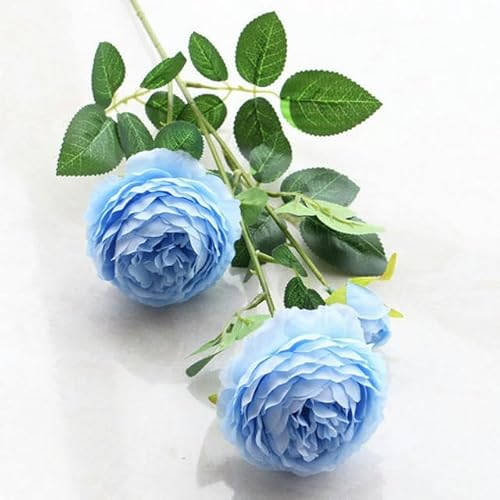 ZEYRU 2023Schöne Rose Pfingstrose Künstliche Seidenblumen Kleiner Blumenstrauß Home Party Frühling Hochzeitsdekoration Fake Flower-Blau