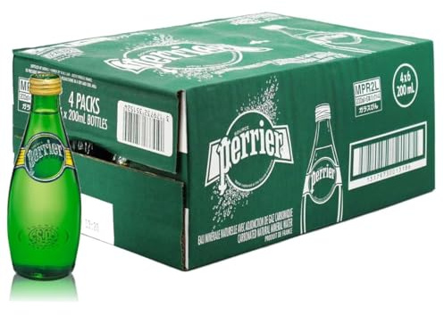 Acqua PERRIER Pack | Minerale Naturale Frizzante | 20cl x 24 Bottiglie VETRO | Tappo a Vite