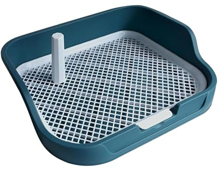 Hundetoilette, Hundetöpfchen-Unterlage mit abnehmbarem Pfosten, Wiederverwendbare Netz-Trainingstoiletten-Töpfchenschale für kleine und mittelgroße, Blau