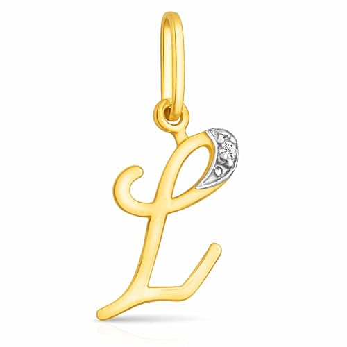 Rodium – Buchstabenanhänger aus 585 Gold mit Zirkonia – Bicolor Charm mit Karabinerverschluss für Halskette oder Armband – Geschenk für Damen
