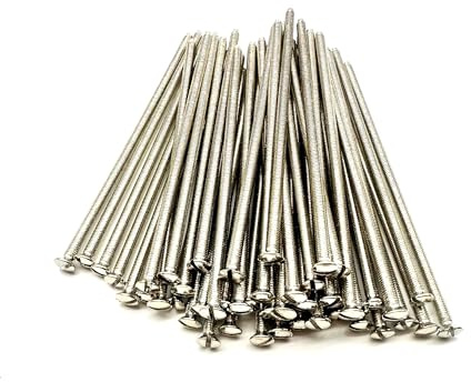 M3.5 x 100MM Electrical Socket Screws, Silver, For Switches, Light Switch, Plug Sockets, 3.5mm x 100mm, (50)