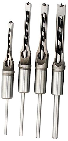 Veemoon 4 Stück Vierkantlochbohrer für die Holzbearbeitung Bits für Holzschnitzereien Router-Tools Werkzeugeinsätze aus Metall Holzgravur-Kit Schlagloch Bohrer-Set Werkzeuge machen Suite
