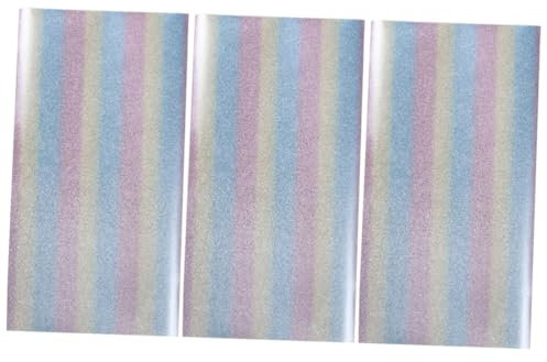 Lurrose 3pièces Film De Transfert Thermocollant Pailleté Motif Rayé Horizontal Pour Vêtements Compatible Avec Découpeurs Et Facile à Appliquer