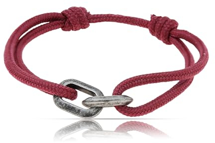 Made by Nami Surfer-Armband für Herren & Damen • Segeltau Handgemacht & Geflochten • Maritim & Minimalistisch • 100% Wasserfest & Verstellbar • Geschenke Männer (Rot Schwarz)