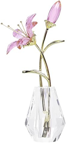 LONGWIN Künstliche Tigerlilie mit Kristallvase, rosa Kristall-Sammelfiguren, dekorative blühende Lilie, Blume für Zuhause, Hochzeit, Geschenkidee für Muttertag, Valentinstag, LSSJBJ146AN8PI