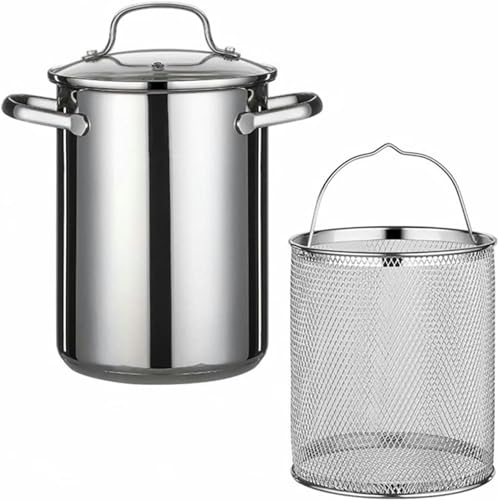 BTURYT Olla para espárragos de Acero Inoxidable, Olla para freír Verduras, vaporera, Cocina de Pasta con Cesta y Tapa para el hogar, Cocina, Restaurante