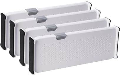 Ersozrin 4 Stück Schubladentrenner verstellbar Schubladenteiler Schubladen Organizer für Küche, Büro, Kunststoff, weiß